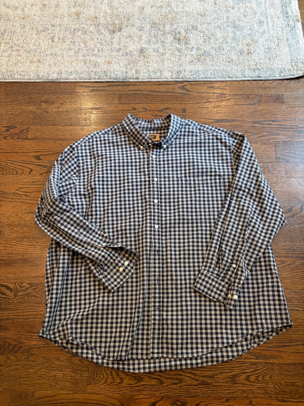 The Foundry Supply Co. Navy and White Gingham Button-Down Shirt